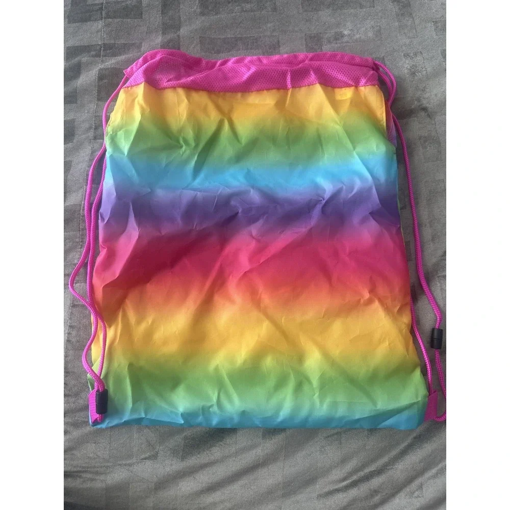 Build-A-Bear Workshop Rainbow Drawstring Backpack Cinch‎ Sack Bag Kids Pink Logo